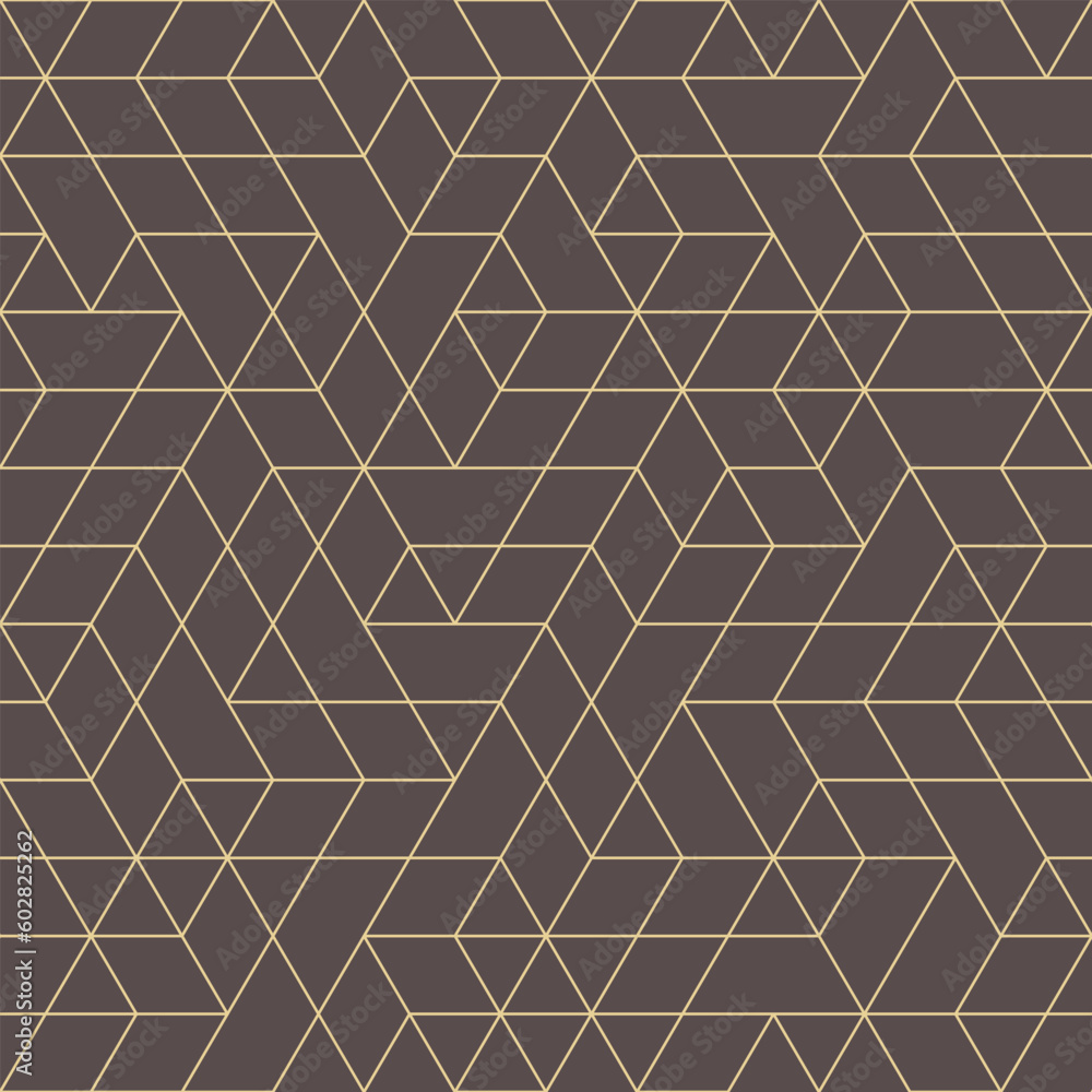 Seamless geometric background for your designs. Modern vector brown and yellow ornament. Geometric abstract pattern