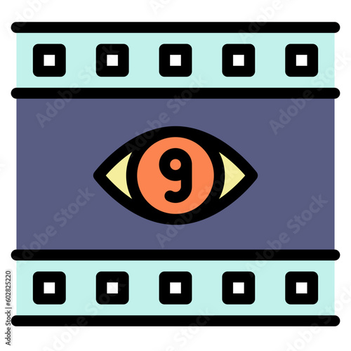 video view black outline filled color icon