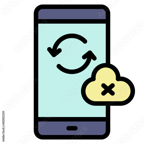 mobile phone disconnect black outline filled color icon