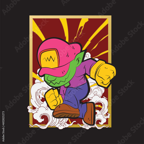 the goblin llustration design for sukajan is mean japan traditional cloth or t-shirt