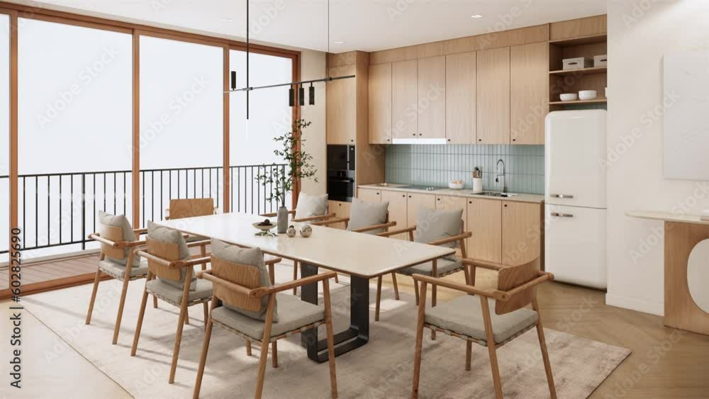 Minimal and modern japandi style dining room interior design and ...