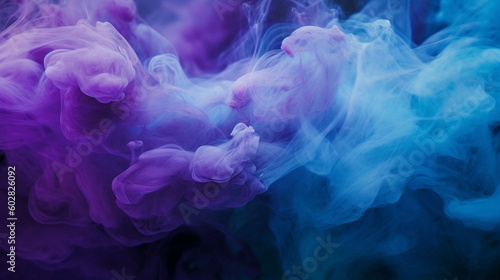 Purple and blue cloud of smoke on a black background  Generative Ai