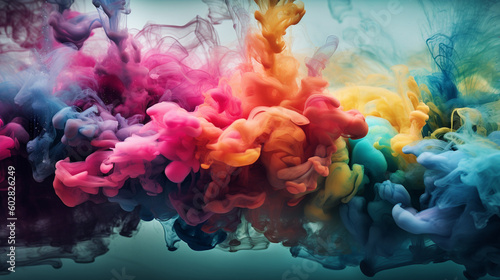 Colorful ink in water on a white background. Abstract background. smoke colors background, Generative Ai