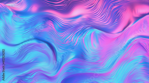 Abstract background of wavy liquid in neon colors, Generative Ai