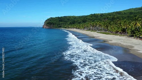 aerial view of the beach the sea and palms nayarit mexico
 photo