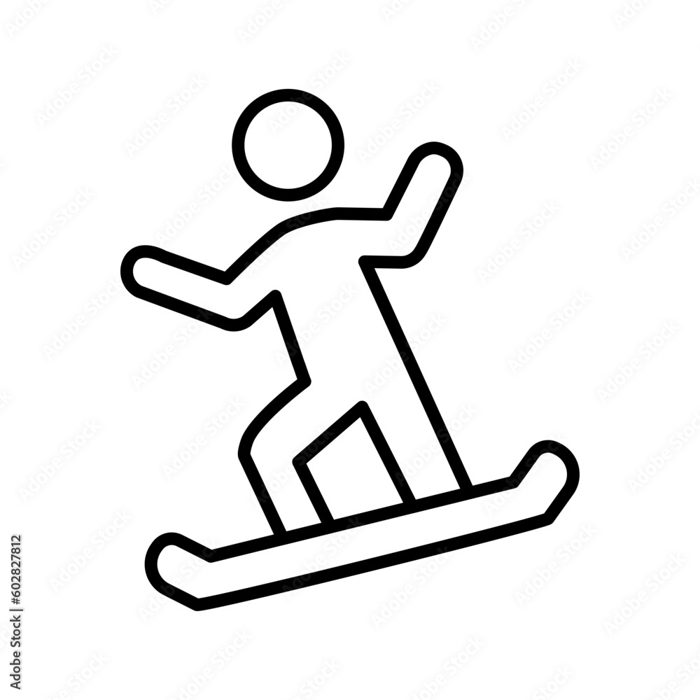 snowboarding icon, snowboard simple vector icon