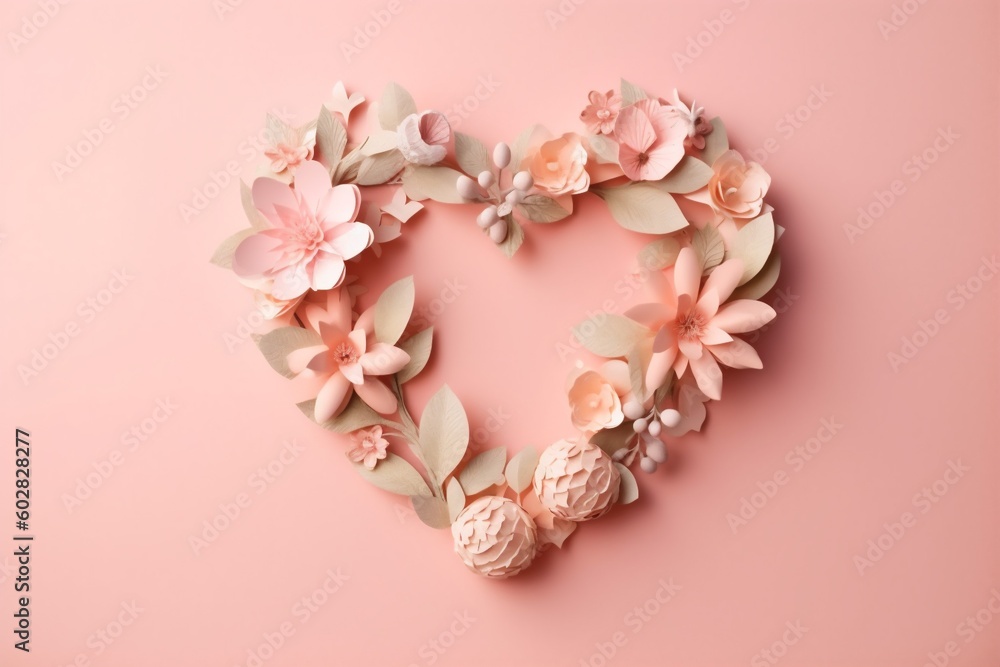 copy wedding background rose flower love pink heart card valentine day space. Generative AI.