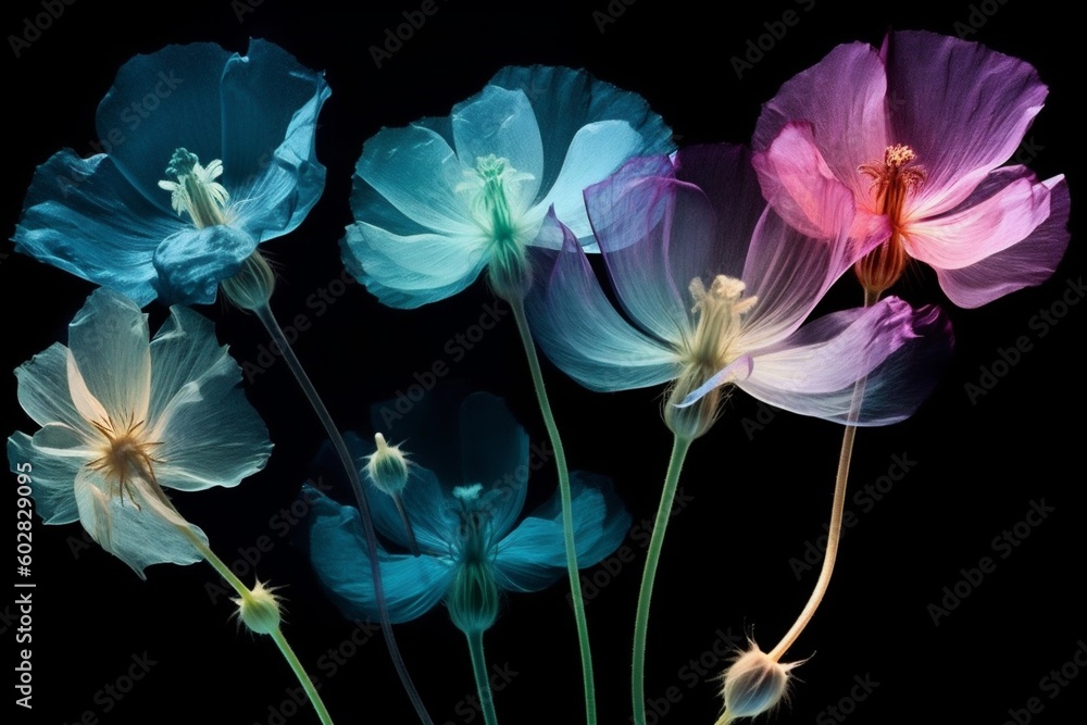 beautiful blossom xray background nature bloom flower floral leaf creative spring. Generative AI.