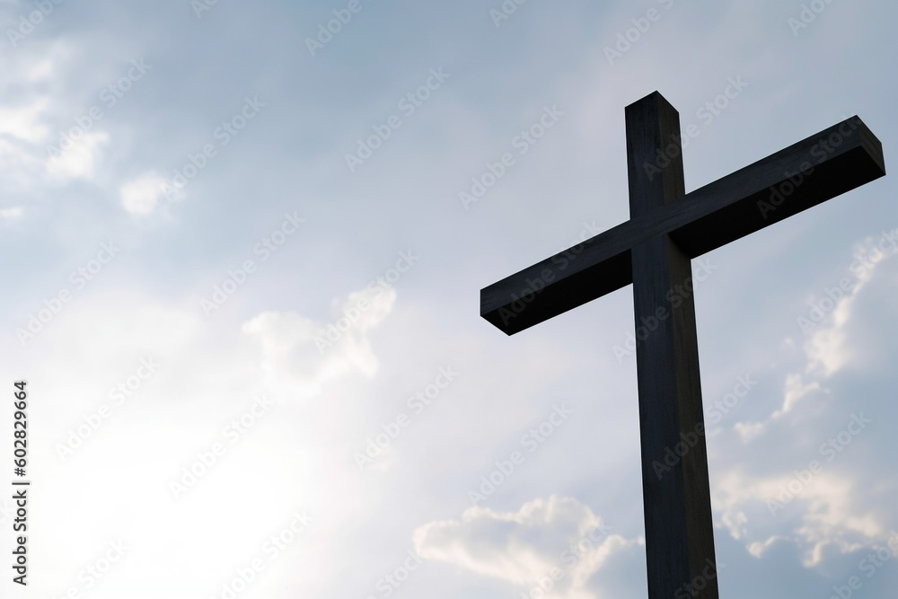 cross in the sky, silhouette of wooden cross