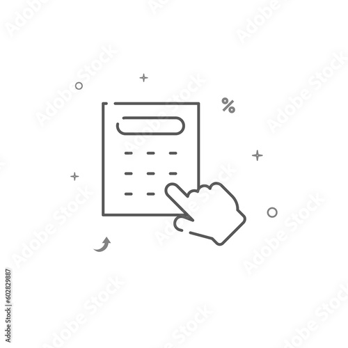 Budget calculator simple vector line icon. Symbol, pictogram, sign isolated on white background. Editable stroke