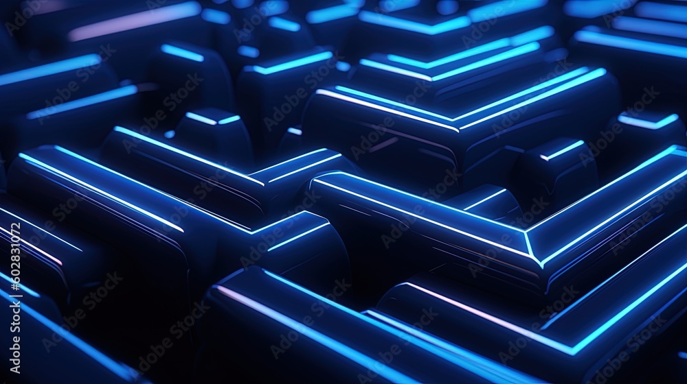 Abstract technology background with blue glowing cubes.Generative Ai Abstract technology background with blue glowing cubes.Generative Ai