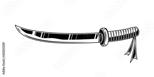 Katana sword knife samurai ronin japanese style tattoo flat vector icon design.