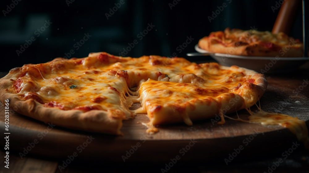 Delicious Italian pizza, topped with melted cheese and a variety of other flavorful ingredients – the perfect fast food dish. generative ai Delicious Italian pizza, topped with melted cheese and a variety of other flavorful ingredients – the perfect fast food dish. generative ai