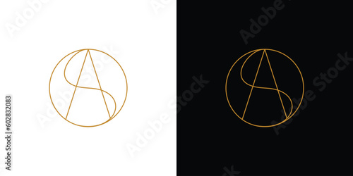 Modern and luxurious AS letter initial logo design photo