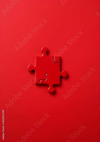 Minimalistic puzzle set against a vibrant red background, embodying simplicity and intrigue. Each piece holds the potential to unlock a bigger picture, inviting engagement and curiosity. Generative AI