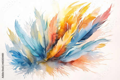 Watercolor  Feather Abstract background  Ai generated