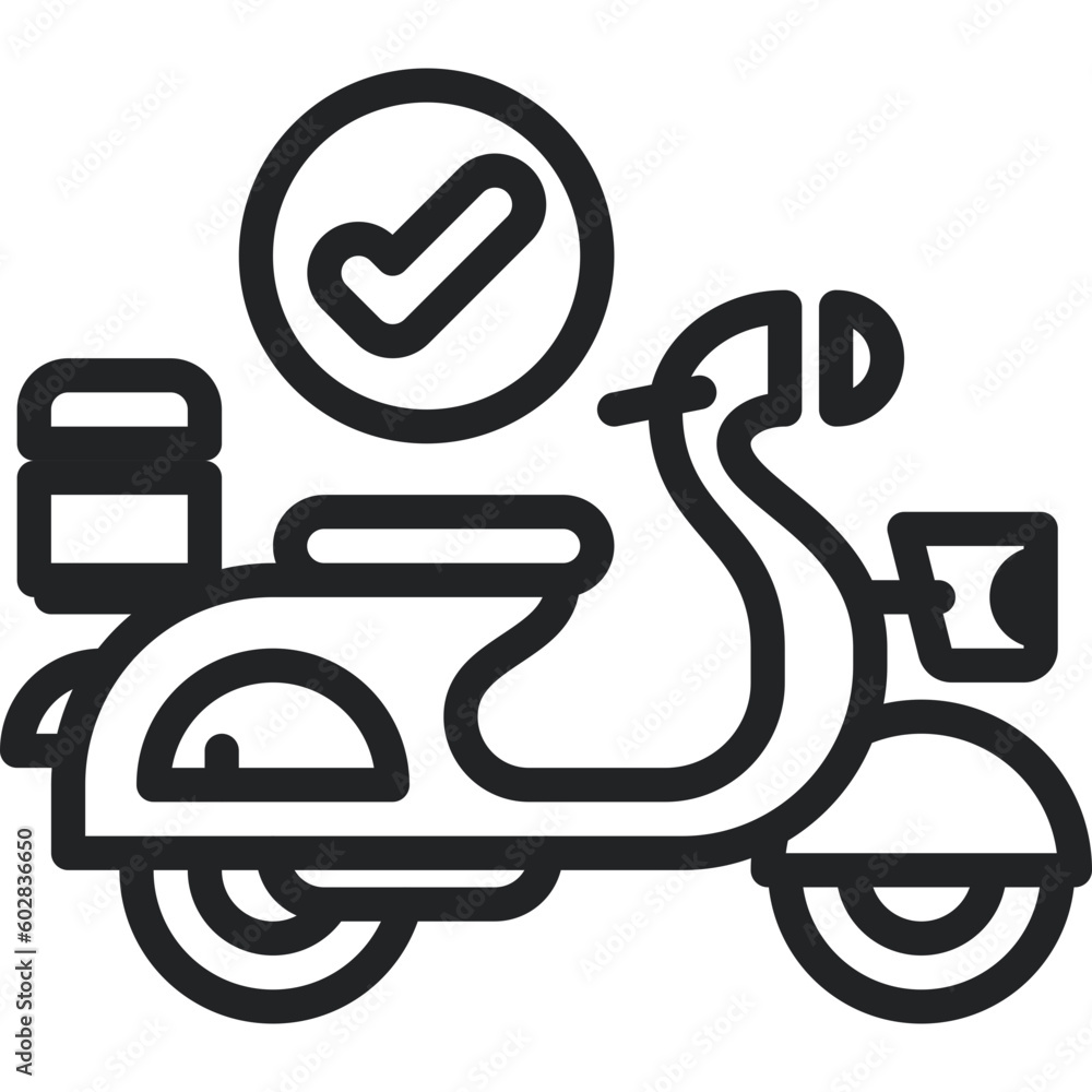 Delivery service, scooter, vespa outline icons. Vector illustration. Isolated icon suitable for web, infographics, interface and apps.