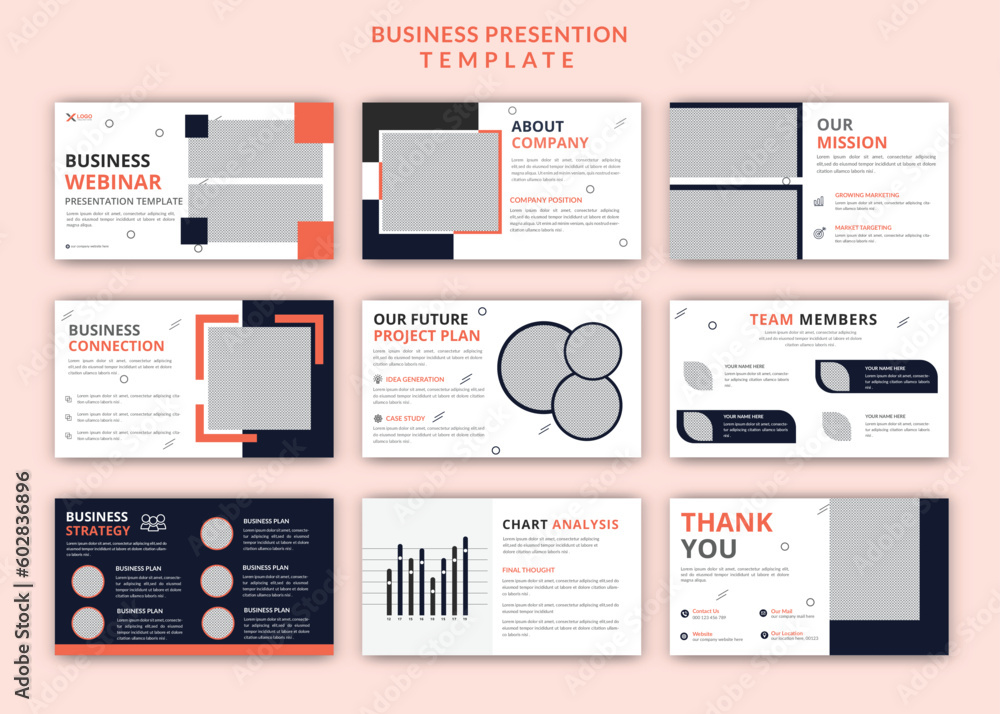 Modern digital marketing presentation templates vector with powerpoint screen mockup