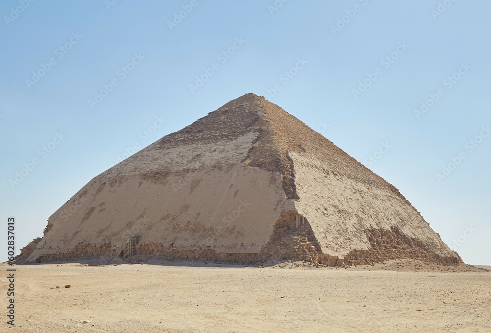 The unique Bent Pyramid of Dahshur, Egypt, built by the Pharaoh Sneferu of the Old Kingdom's 4th Dynasty The unique Bent Pyramid of Dahshur, Egypt, built by the Pharaoh Sneferu of the Old Kingdom's 4th Dynasty