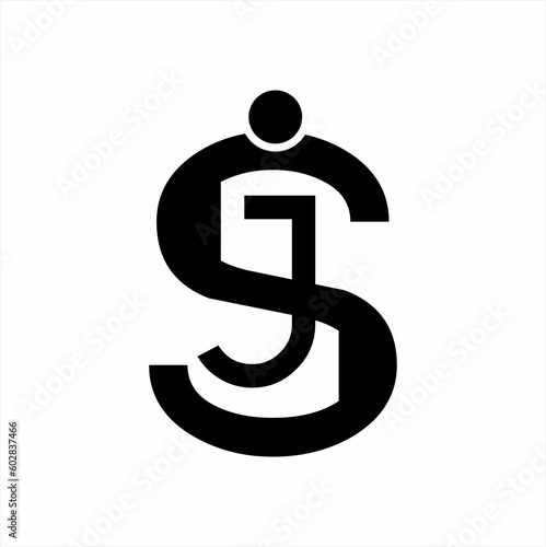 S J letter logo design with human symbol.