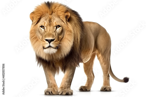 Lion - animal king isolated on white background. Photorealistic generative art.