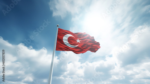 Turkish flag against beautiful summer sky