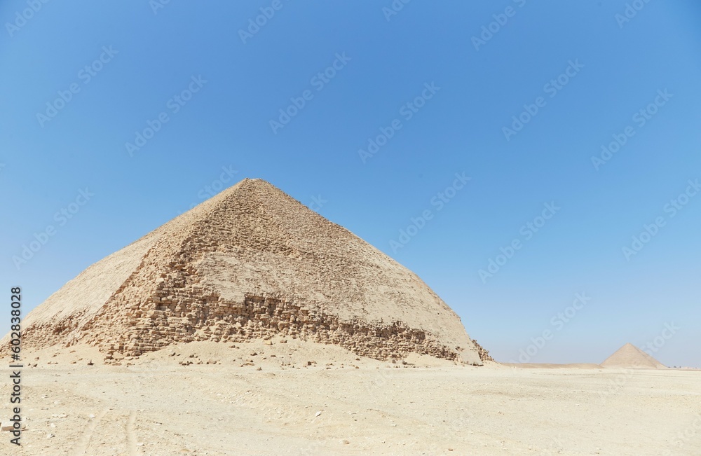 The unique Bent Pyramid of Dahshur, Egypt, built by the Pharaoh Sneferu of the Old Kingdom's 4th Dynasty