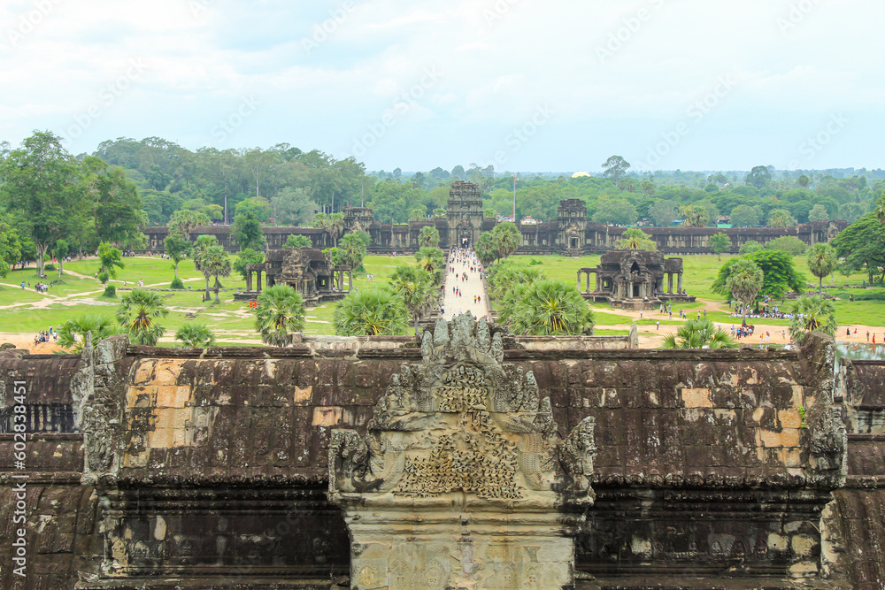 Ruins at The Angkor Wat Temple Complex, Cambodia, ancient buildings, copy space for text