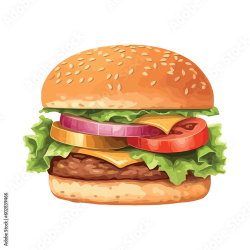 Grilled cheeseburger meal with fresh vegetables