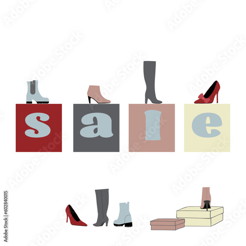 Shoe sale, shopping. Fashion shoes new collection advertising promo banner, online shopping social media ads web template with beautiful heels