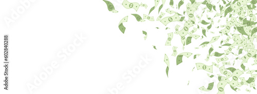 Swirl Money Vector White Panoramic Background.