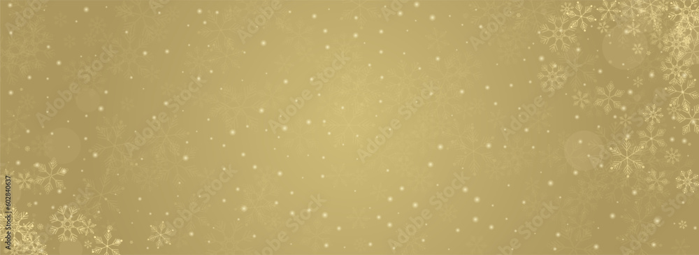 White Snow Vector Panoramic Gold Background. Sky