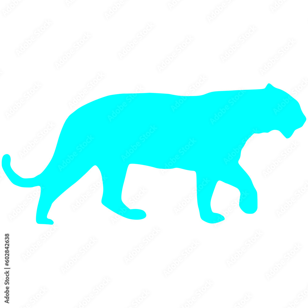 Blue Color Tiger Silhouette Graphic Design Blue Color Tiger Silhouette Graphic Design