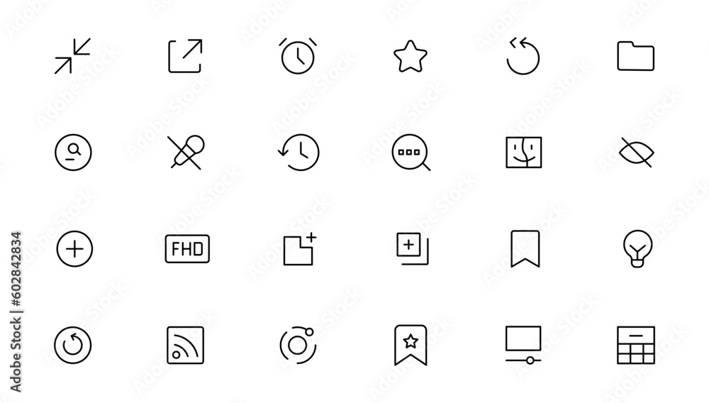 Pixel Perfect. Basic User Interface Essential Set. Line Outline Icons. For App, Web, Print. Editable Stroke. Pixel Stroke Wide with Round Cap and Round Corner Pixel Perfect. Basic User Interface Essential Set. Line Outline Icons. For App, Web, Print. Editable Stroke. Pixel Stroke Wide with Round Cap and Round Corner