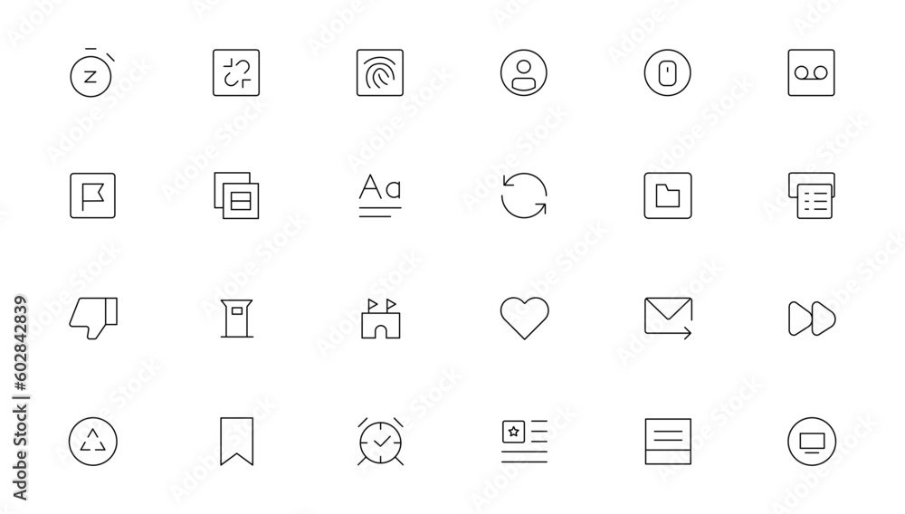 Pixel Perfect. Basic User Interface Essential Set. Line Outline Icons. For App, Web, Print. Editable Stroke. Pixel Stroke Wide with Round Cap and Round Corner Pixel Perfect. Basic User Interface Essential Set. Line Outline Icons. For App, Web, Print. Editable Stroke. Pixel Stroke Wide with Round Cap and Round Corner