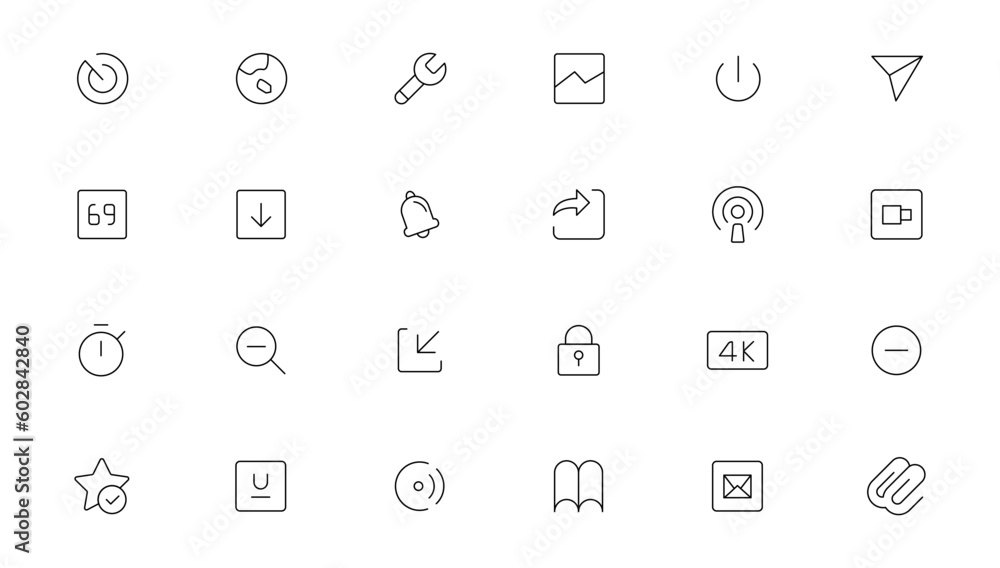 Pixel Perfect. Basic User Interface Essential Set. Line Outline Icons. For App, Web, Print. Editable Stroke. Pixel Stroke Wide with Round Cap and Round Corner Pixel Perfect. Basic User Interface Essential Set. Line Outline Icons. For App, Web, Print. Editable Stroke. Pixel Stroke Wide with Round Cap and Round Corner