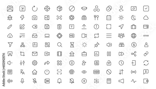 Pixel Perfect. Basic User Interface Essential Set. Line Outline Icons. For App, Web, Print. Editable Stroke. Pixel Stroke Wide with Round Cap and Round Corner