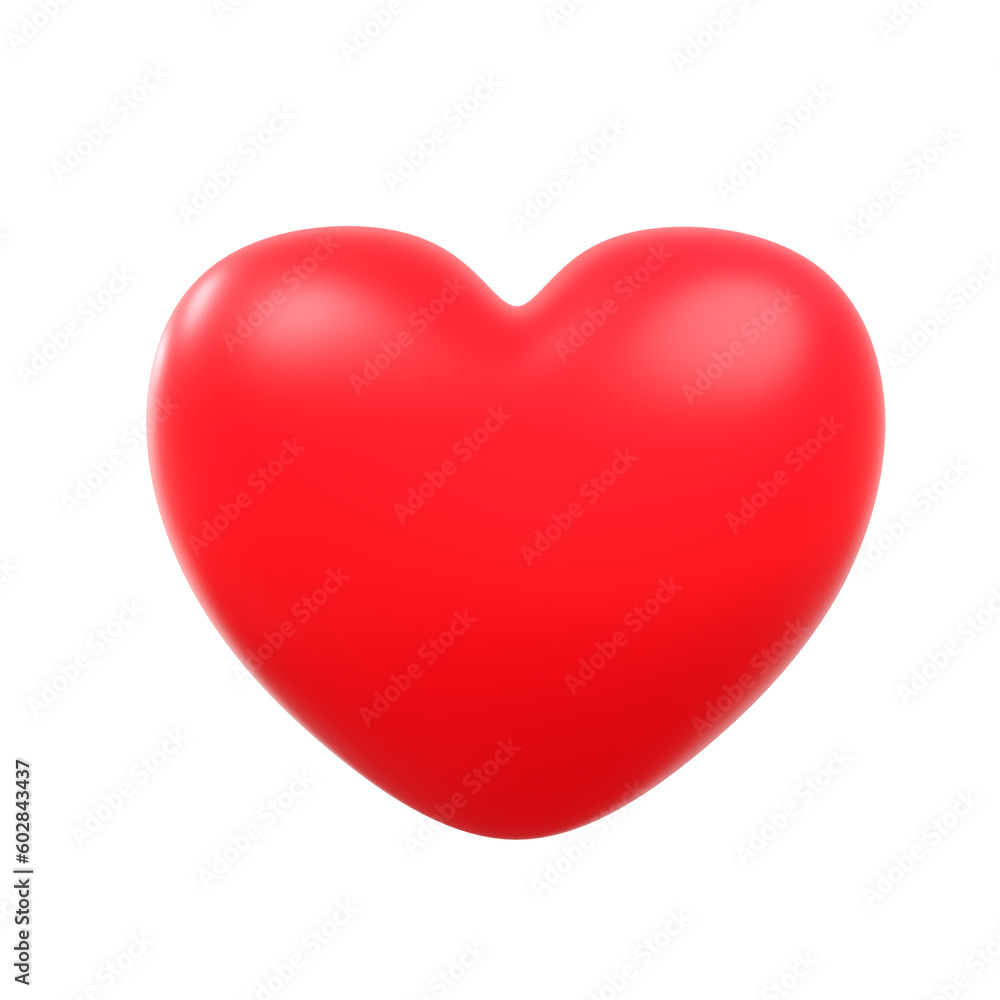 red cartoon heart 3d element icon isolated on white background. red cartoon heart 3d element icon isolated. valentine red cartoon heart 3d element icon isolated render illustration