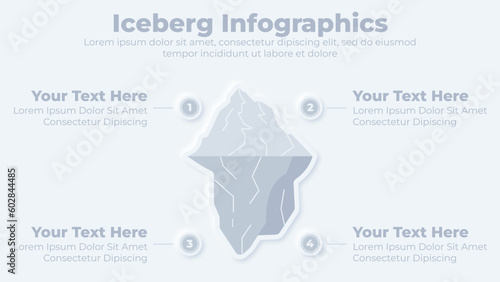 Neumorphic ice berg and mountain infographic presentation template