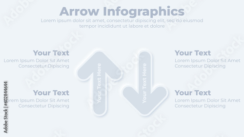 Up and down arrow infographic neumorphic business presentation slide template