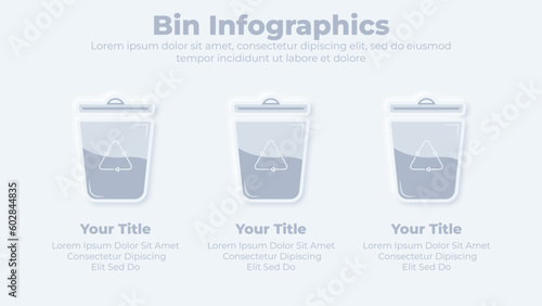 Neumorphic business recycle bin infographic presentation template