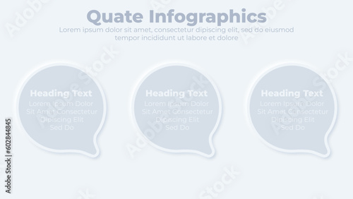 Neumorphic business client testimonial or quotations infographic presentation template