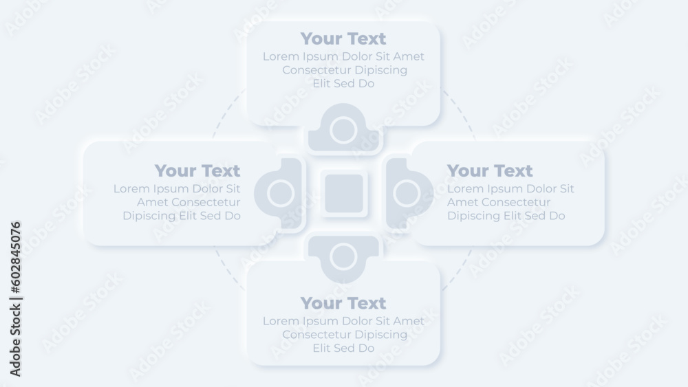 Fototapeta premium Neumorphic four steps business infographic presentation template