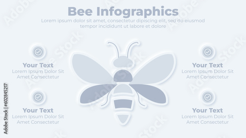 Neumorphic honey bee creative infographic presentation template