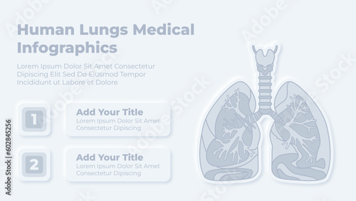 Neumorphic medical health care and human organs infographic presentation template