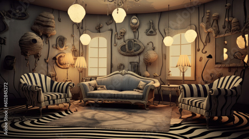 Fantasy Haven: Living Room Designed with Whimsical and Mysterious Allure created with Generative AI technology