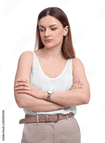 Beautiful adult businesswoman crossing arms on white background © New Africa
