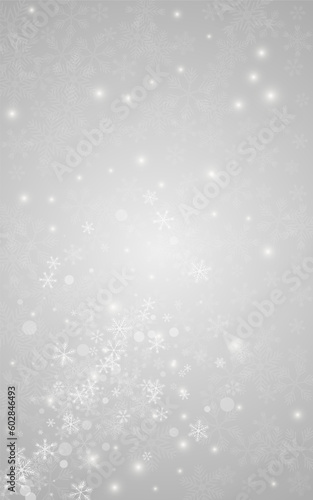 Silver Snowfall Vector Grey Background. New
