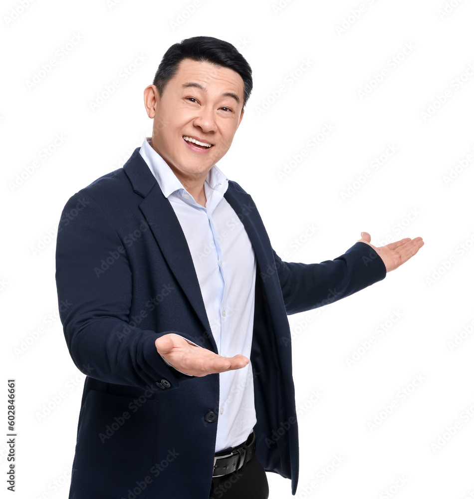 Businessman in suit posing on white background Businessman in suit posing on white background