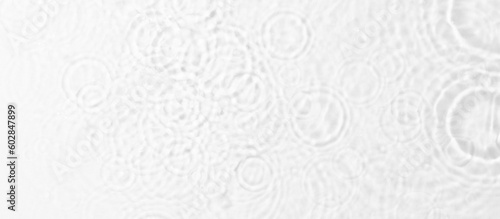 Water with circles on white background, top view. Banner design
